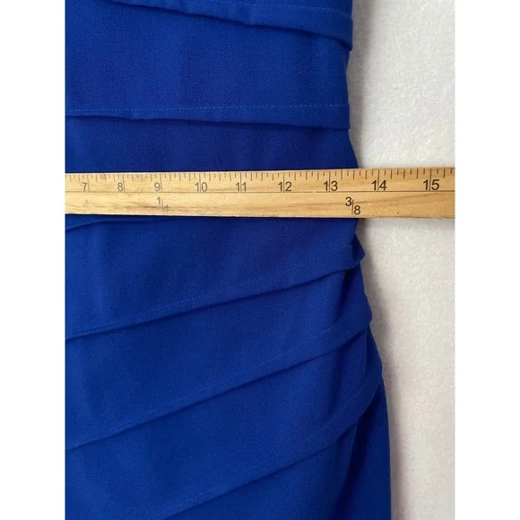 Calvin Klein Sheath Dress Women 2P Royal Blue Pleated Sleeveless Round Neck - Picture 10 of 11